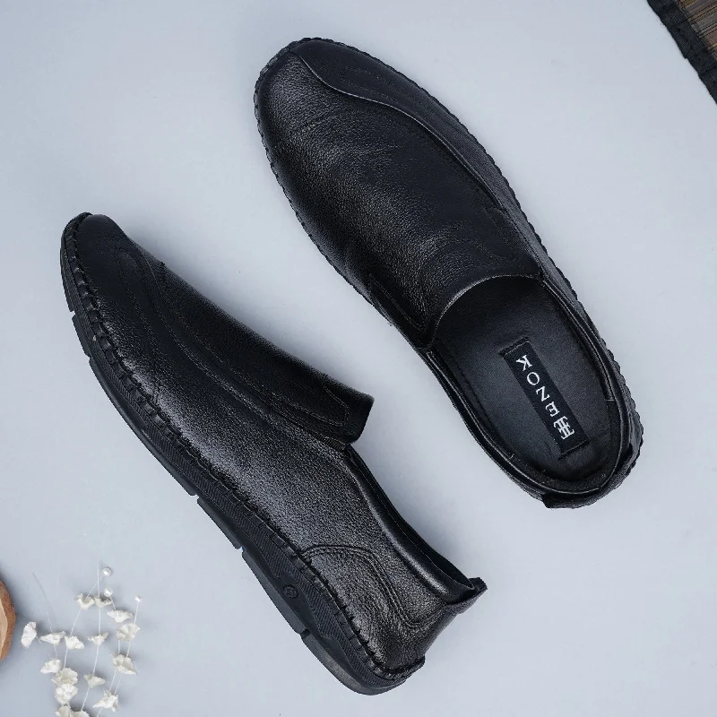 Ezok Men Black Casual Leather Shoes For Men