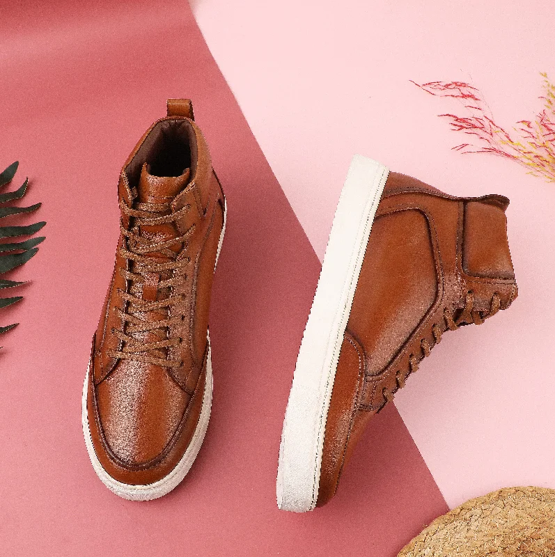 Ezok Tan Leather Sneaker For Men