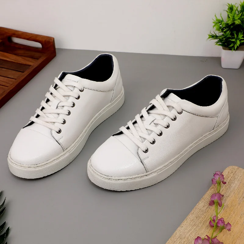 Ezok White Leather Sneaker For Men