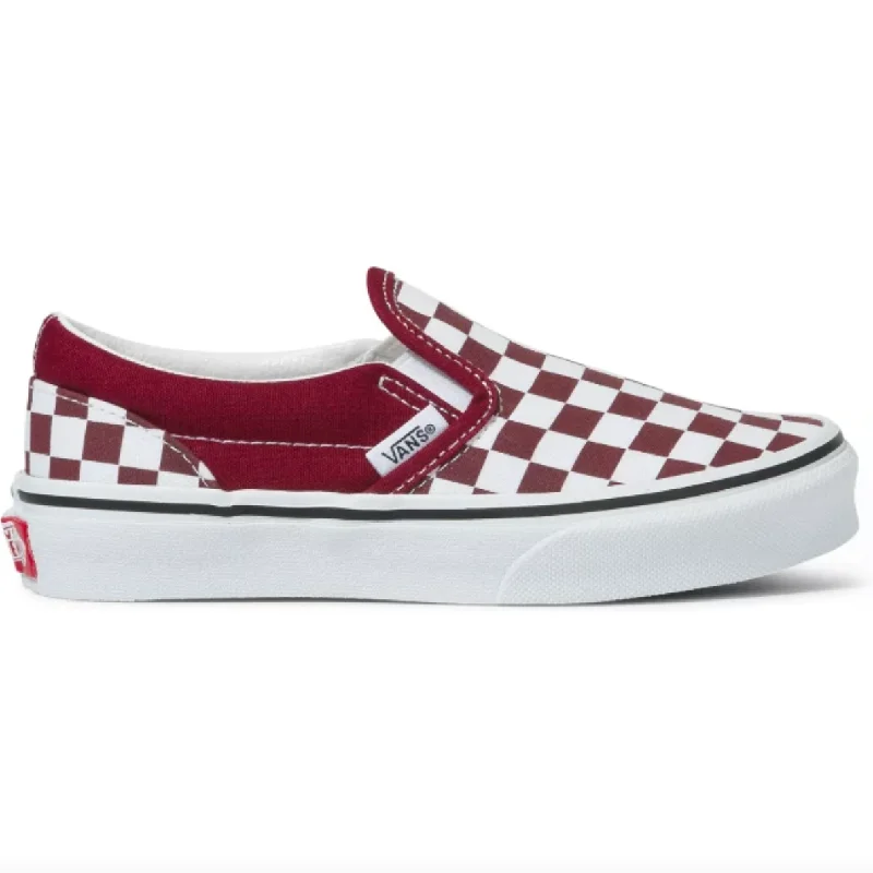 VANS Pomegranate/White Checkerboard Classic Slip-On Children's Sneaker