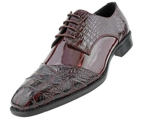 Men Dress Shoes-Alligator-Burgundy