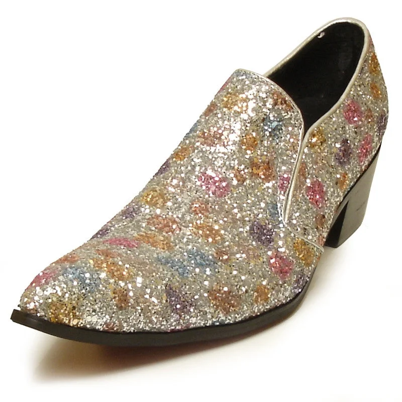 Fiesso by Aurelio Garcia Pointed Toe Multi Color Glitter Dress Shoes