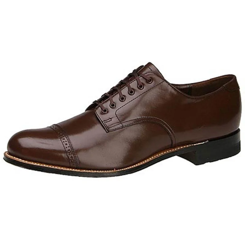 Madison Mens Leather Lace Up Cap Toe Oxfords