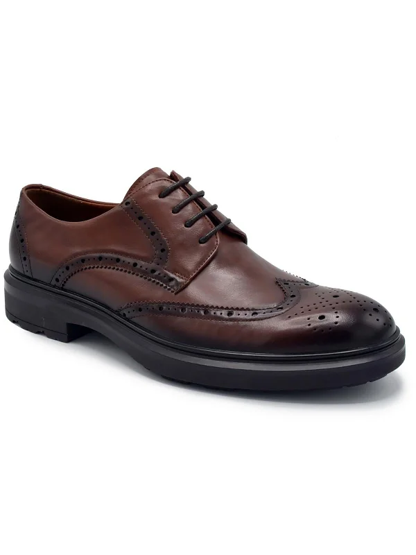 Mens Faux Leather Wingtip Oxfords