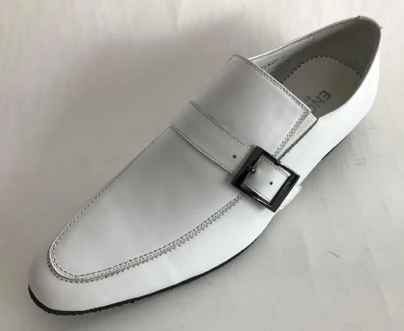 New Encore Fiesso White Buckle Slip On Dress Shoes FI 3225