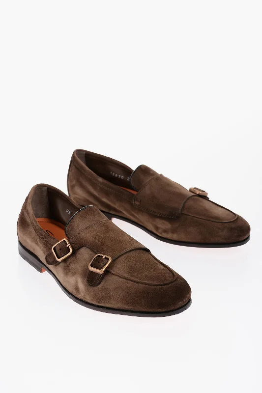 Santoni Leather Carlos Double Strap Monk Shoes