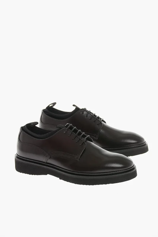 Testoni Leather Cremona Derby Shoes With Neoprene Details