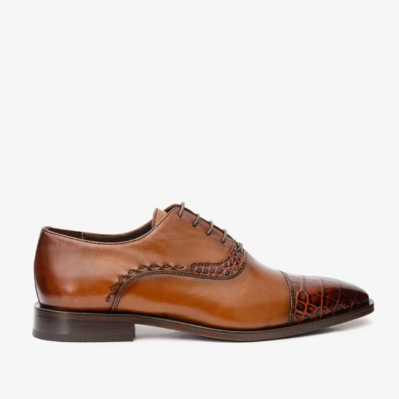 The Yukon Tan Single Brogue Cap Toe Oxford Men Shoe