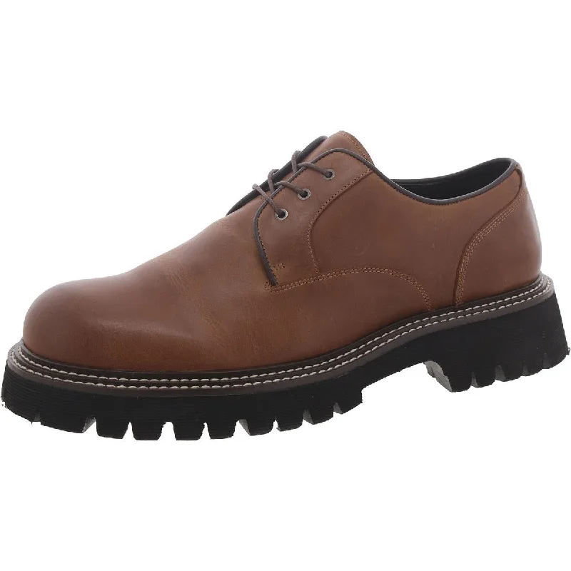 Zylen Mens Leather Lace-Up Derby Shoes